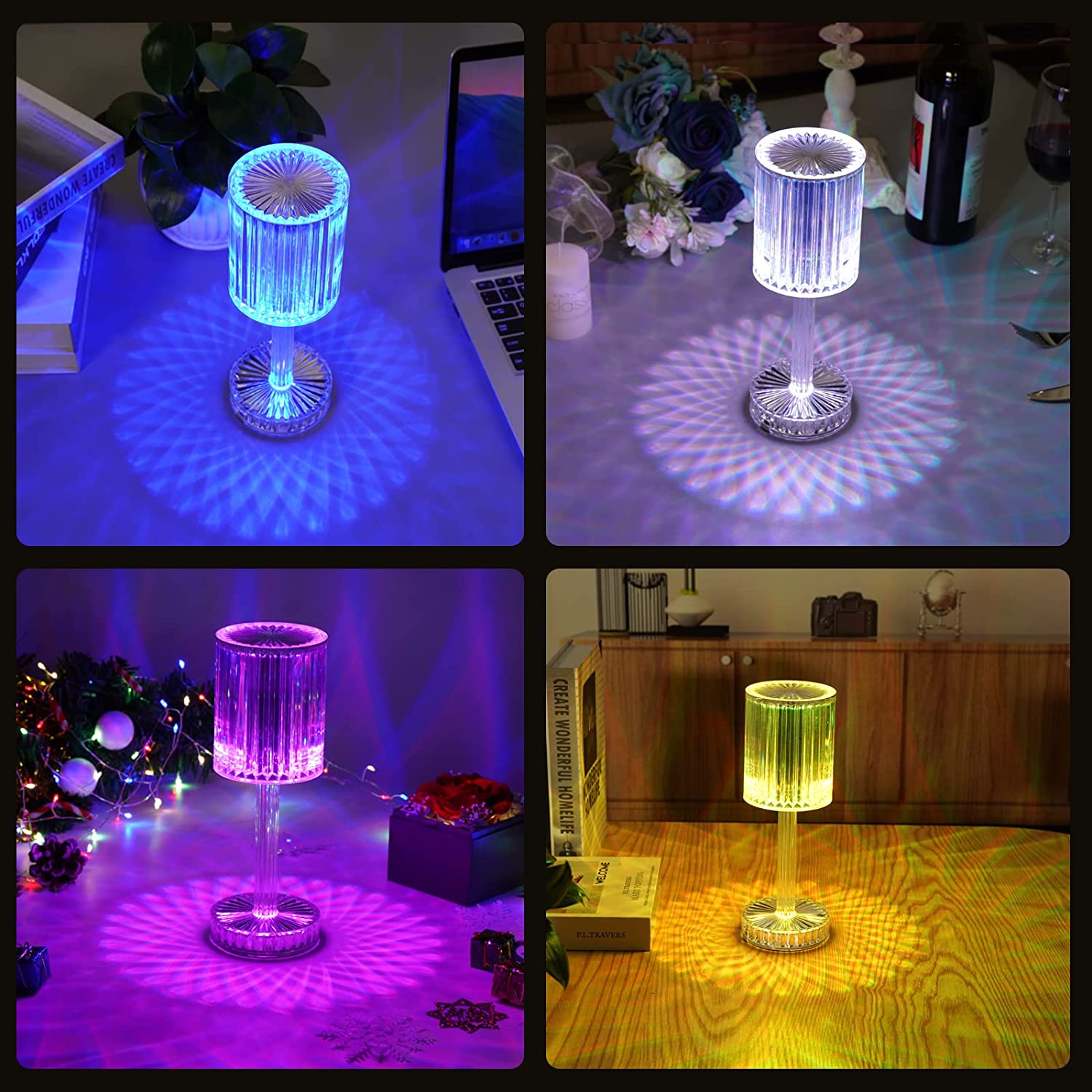 6605 Crystal Table Lamp , Touch Control Atmosphere Nightstand Lamp With USB Charging Line DeoDap 6605 Crystal Table Lamp , Touch Control Atmosphere Nightstand Lamp With USB Charging Line DeoDap